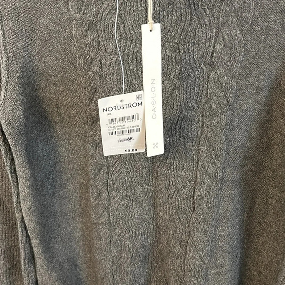 Caslon Women’s (XS) Grey Heathered Cable Knit Cotton Wool Turtleneck Soft NWT - Picture 7 of 8